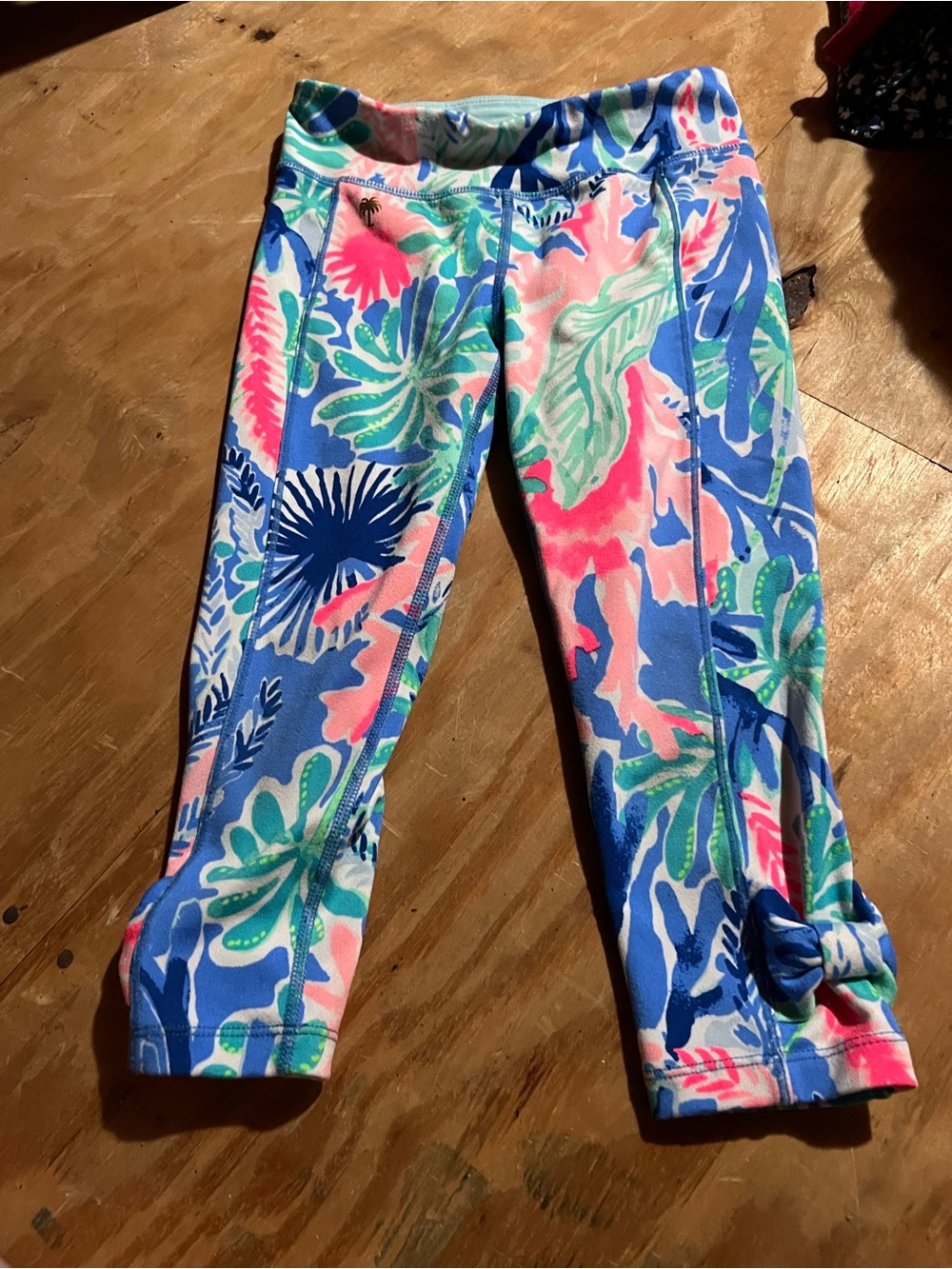 Lilly Pulitzer Girls Blue Pink Green Tropical Print Leggings